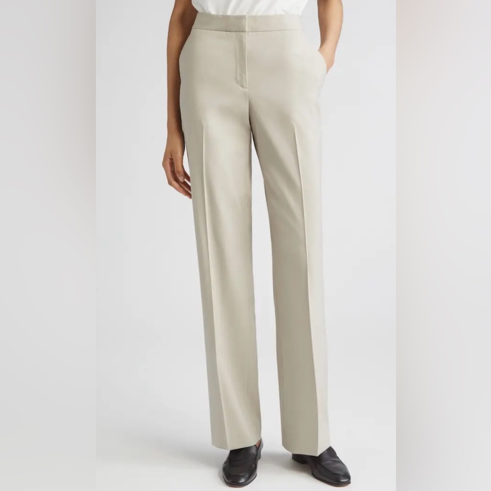 Lafayette 148 New York Irving Stretch Wool Pants Khaki Color